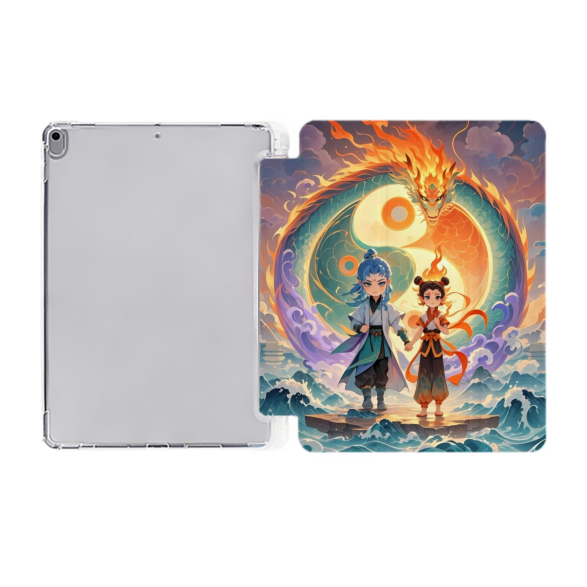 （画像用） Ne Zha 2 ナタ 魔童の大暴れ IPad ケース ペン収納付き 三つ折りスタンド PUレザー×シリコン 対応機種9.5/10.5/10.9インチ